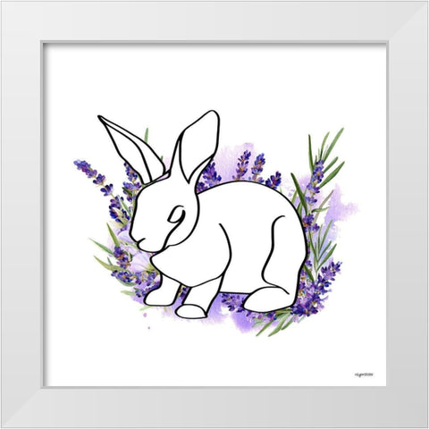 Purple Rabbit White Modern Wood Framed Art Print by Brown, Kyra