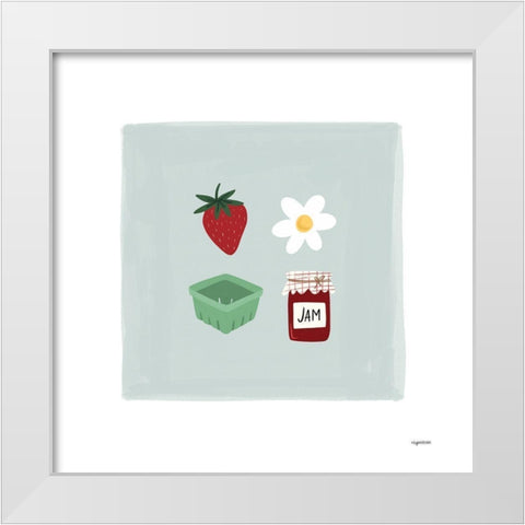 Strawberry Stuff White Modern Wood Framed Art Print by Brown, Kyra
