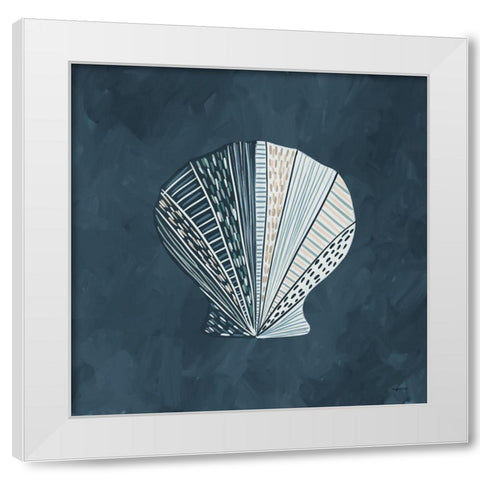 Blue Shell II White Modern Wood Framed Art Print by Brown, Kyra