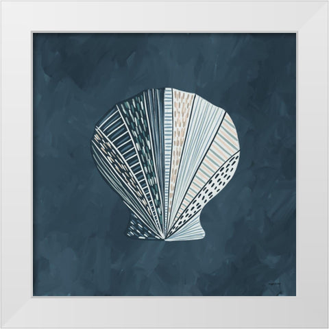 Blue Shell II White Modern Wood Framed Art Print by Brown, Kyra