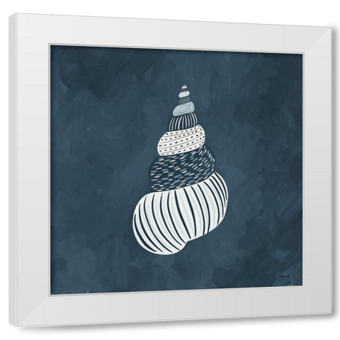 Blue Shell III White Modern Wood Framed Art Print by Brown, Kyra