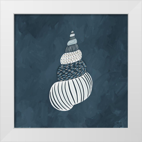 Blue Shell III White Modern Wood Framed Art Print by Brown, Kyra