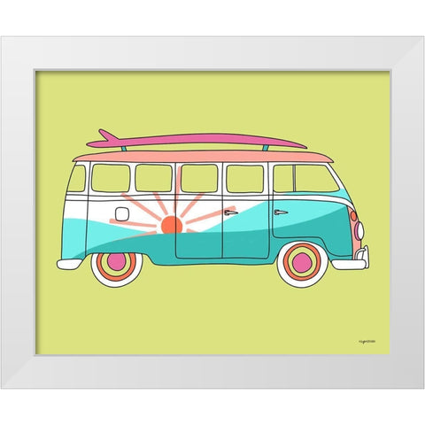 Sun Bus White Modern Wood Framed Art Print by Brown, Kyra