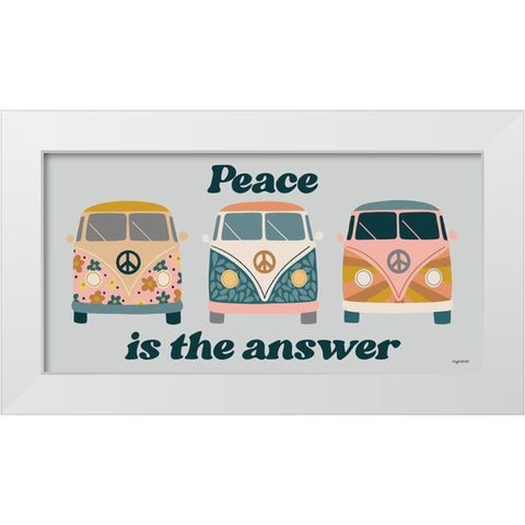 Peace Bus White Modern Wood Framed Art Print by Brown, Kyra