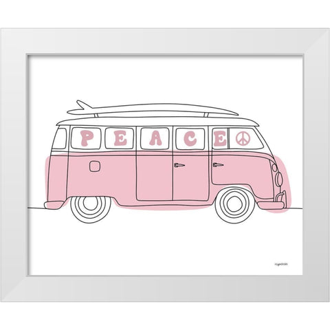 Pink Peace White Modern Wood Framed Art Print by Brown, Kyra