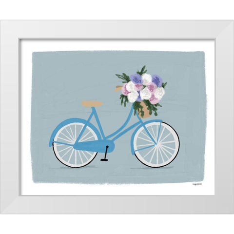 Bike with Basket White Modern Wood Framed Art Print by Brown, Kyra