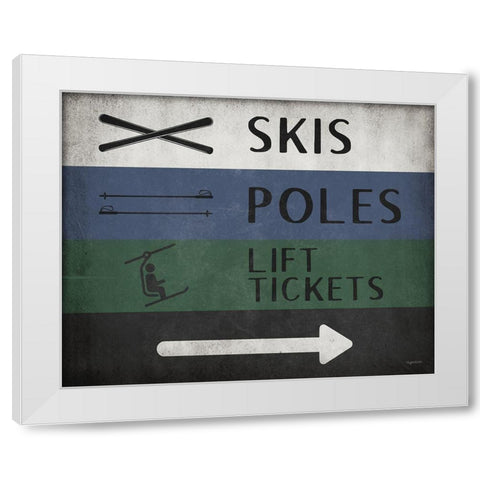 Ski Directions White Modern Wood Framed Art Print by Brown, Kyra