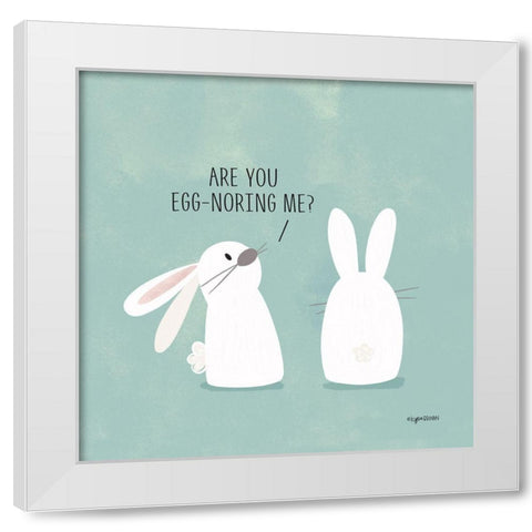 Egg Noring Bunnies White Modern Wood Framed Art Print by Brown, Kyra