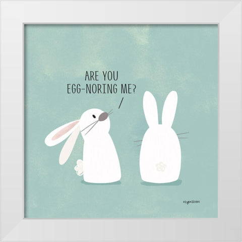 Egg Noring Bunnies White Modern Wood Framed Art Print by Brown, Kyra