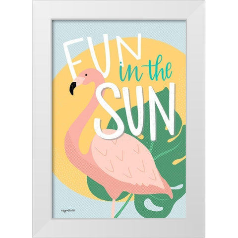 Fun in the Sun Flamingo White Modern Wood Framed Art Print by Brown, Kyra