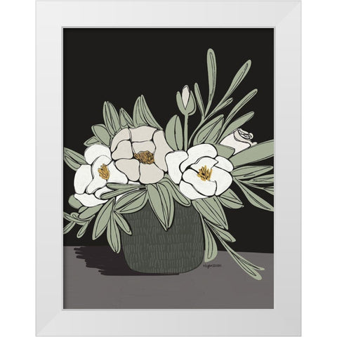 Floral White Modern Wood Framed Art Print by Brown, Kyra