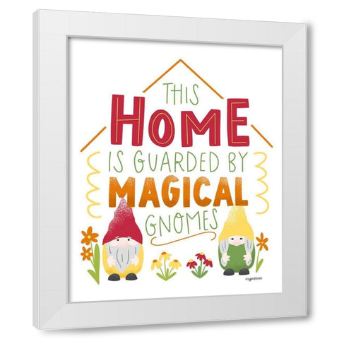 Magical Gnomes White Modern Wood Framed Art Print by Brown, Kyra