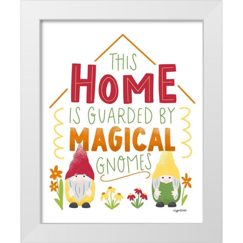 Magical Gnomes White Modern Wood Framed Art Print by Brown, Kyra