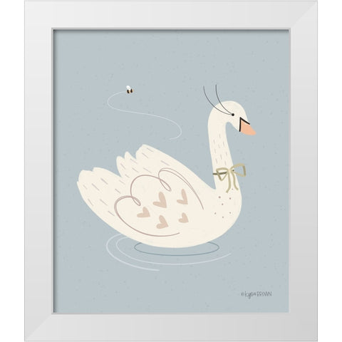 Swan White Modern Wood Framed Art Print by Brown, Kyra