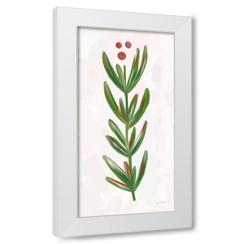 Christmas Berries White Modern Wood Framed Art Print by Brown, Kyra