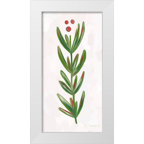 Christmas Berries White Modern Wood Framed Art Print by Brown, Kyra