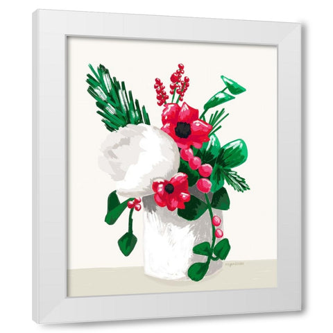 Christmas Floral White Modern Wood Framed Art Print by Brown, Kyra