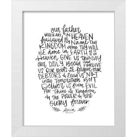 Lords Prayer White Modern Wood Framed Art Print by Brown, Kyra
