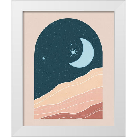 Boho Moon White Modern Wood Framed Art Print by Blue, Nina