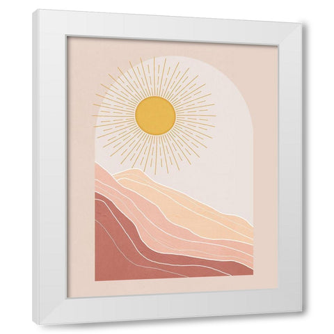 Boho Sun White Modern Wood Framed Art Print by Blue, Nina