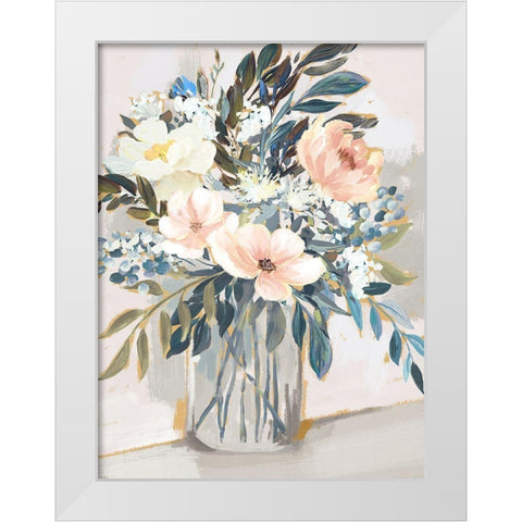 Neutral Bouquet White Modern Wood Framed Art Print by Blue, Nina