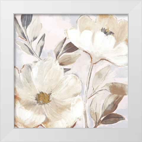 Whisper White Floral White Modern Wood Framed Art Print by Blue, Nina