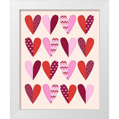 Valentines Day Hearts White Modern Wood Framed Art Print by Blue, Nina