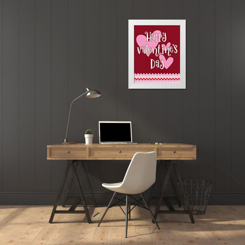 Happy Hearts White Modern Wood Framed Art Print by Blue, Nina