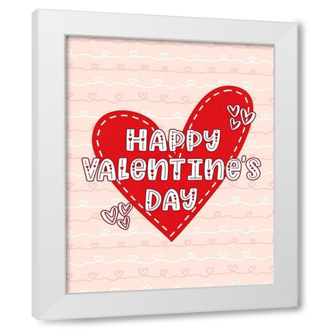 Happy Valentines Day White Modern Wood Framed Art Print by Blue, Nina
