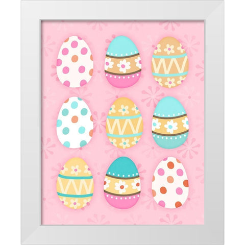 Easter Egg Pink White Modern Wood Framed Art Print by Blue, Nina