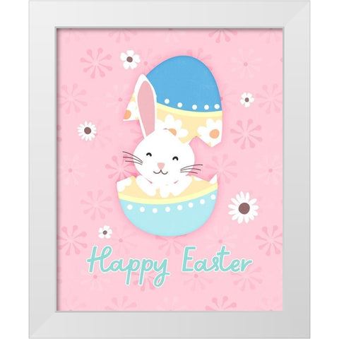 Easter Bunny Pink White Modern Wood Framed Art Print by Blue, Nina