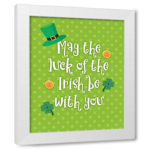 Luck of the Irish White Modern Wood Framed Art Print by Blue, Nina