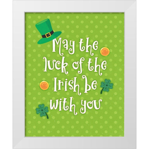 Luck of the Irish White Modern Wood Framed Art Print by Blue, Nina