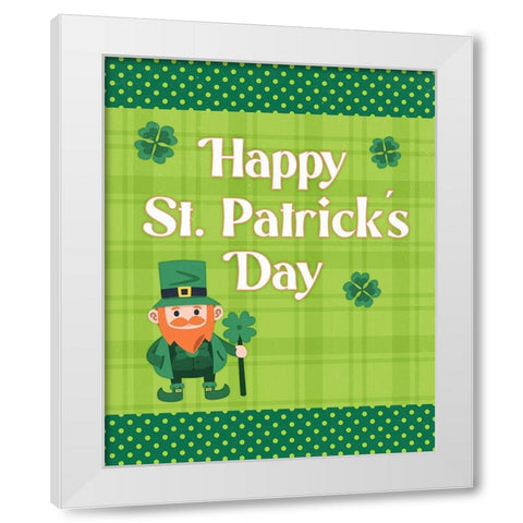 St. Patricks Day White Modern Wood Framed Art Print by Blue, Nina