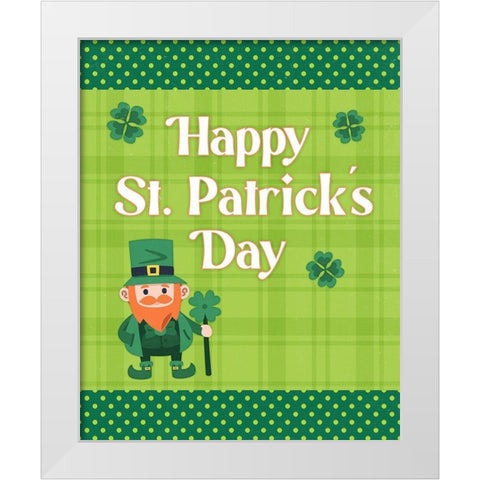 St. Patricks Day White Modern Wood Framed Art Print by Blue, Nina
