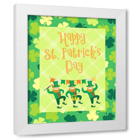 St. Patricks Day Parade White Modern Wood Framed Art Print by Blue, Nina