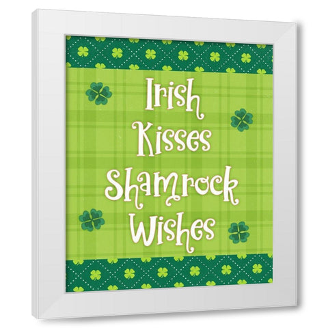 Irish Kisses White Modern Wood Framed Art Print by Blue, Nina