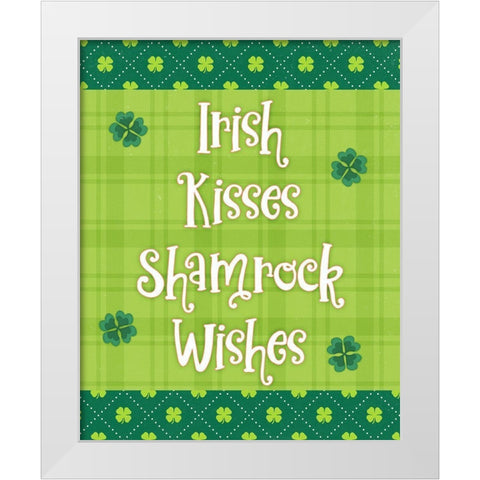 Irish Kisses White Modern Wood Framed Art Print by Blue, Nina