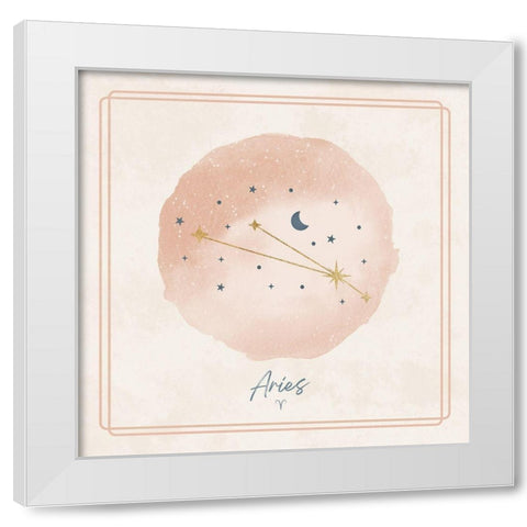 Aries White Modern Wood Framed Art Print by Blue, Nina