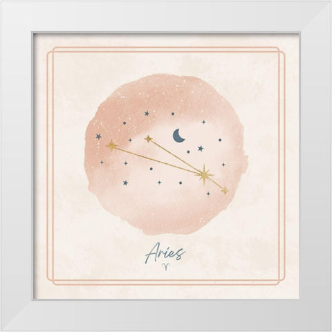 Aries White Modern Wood Framed Art Print by Blue, Nina