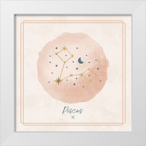Pisces White Modern Wood Framed Art Print by Blue, Nina