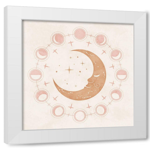 Boho Moon White Modern Wood Framed Art Print by Blue, Nina
