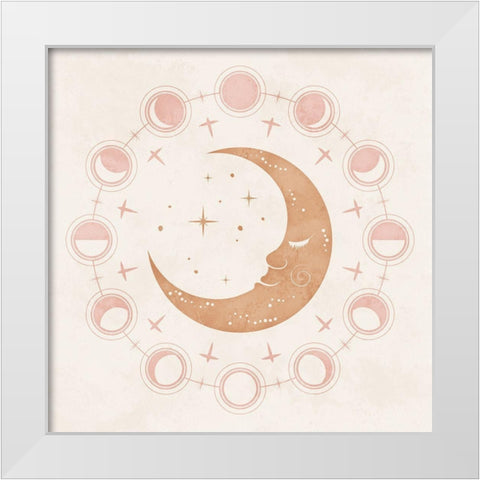 Boho Moon White Modern Wood Framed Art Print by Blue, Nina