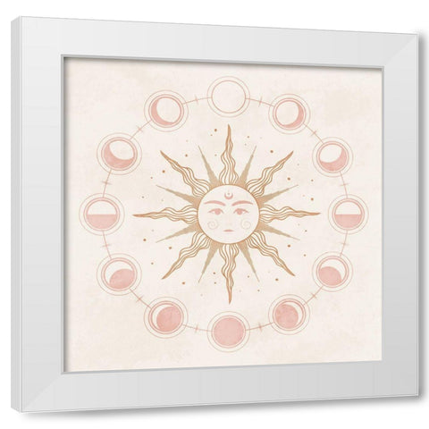Boho Sun White Modern Wood Framed Art Print by Blue, Nina