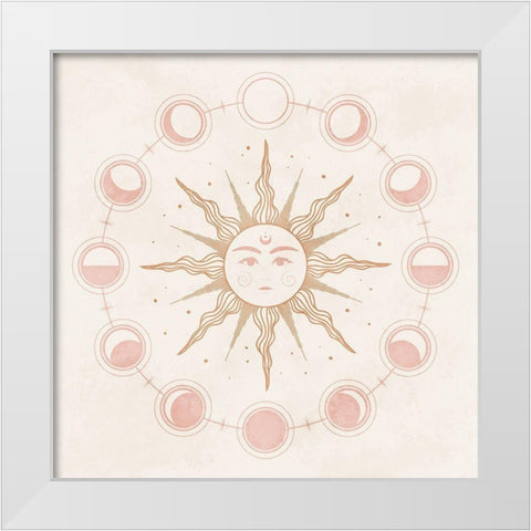 Boho Sun White Modern Wood Framed Art Print by Blue, Nina