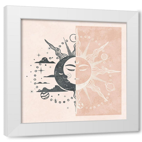 Sun and Moon White Modern Wood Framed Art Print by Blue, Nina