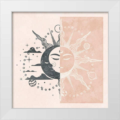 Sun and Moon White Modern Wood Framed Art Print by Blue, Nina