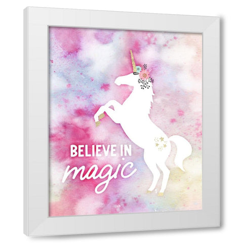 Believe in Magic White Modern Wood Framed Art Print by Blue, Nina
