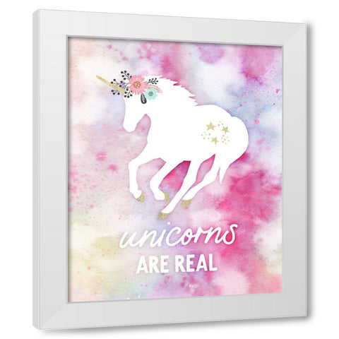 Unicorns are Real White Modern Wood Framed Art Print by Blue, Nina