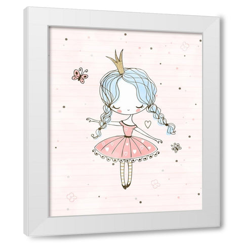 Cute Ballerina White Modern Wood Framed Art Print by Blue, Nina